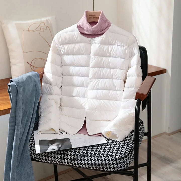 Quilted Snap-Front Jacket with Tailored Fit for Transitional Weather