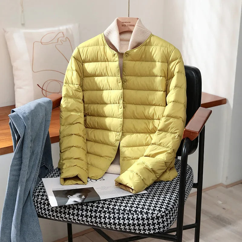 Quilted Snap-Front Jacket with Tailored Fit for Transitional Weather