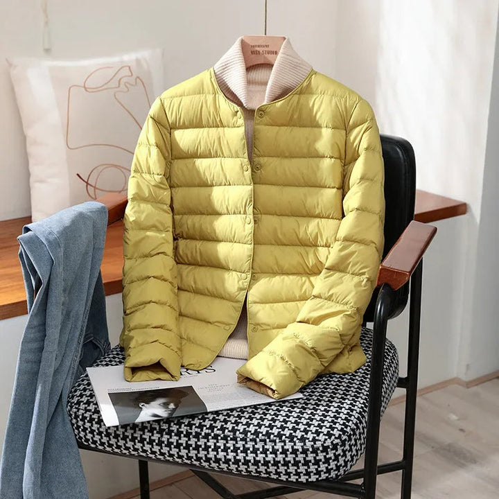Quilted Snap-Front Jacket with Tailored Fit for Transitional Weather
