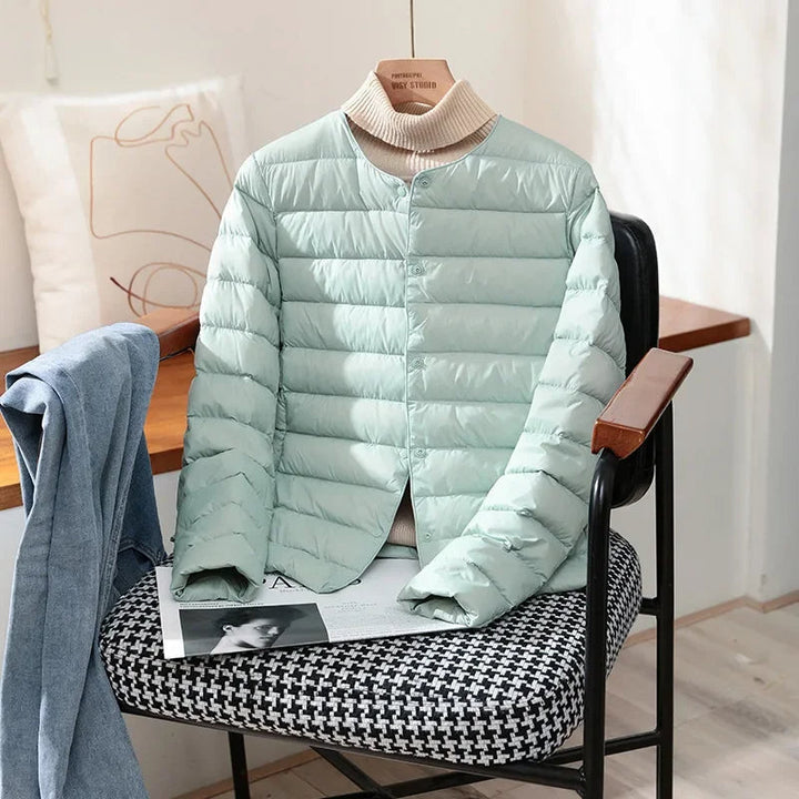 Quilted Snap-Front Jacket with Tailored Fit for Transitional Weather