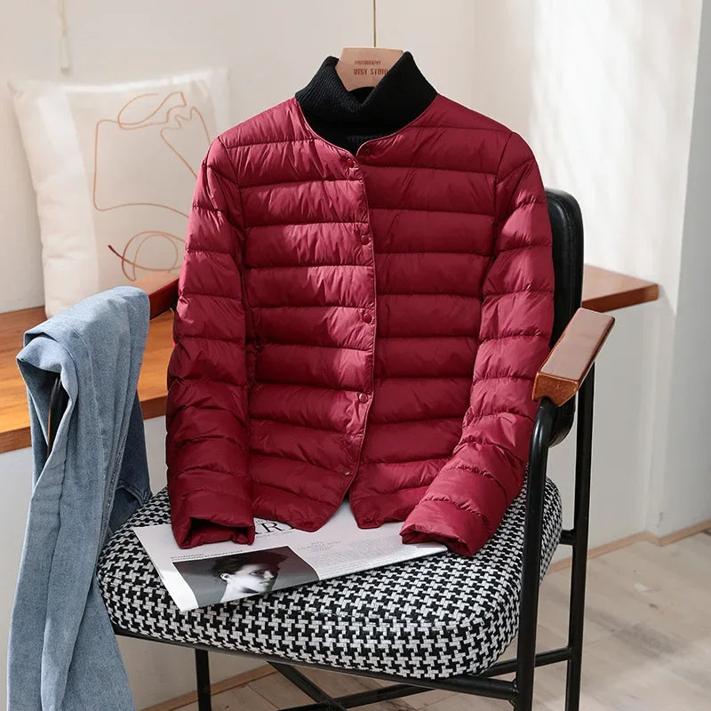 Quilted Snap-Front Jacket with Tailored Fit for Transitional Weather