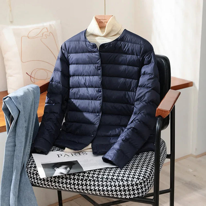 Quilted Snap-Front Jacket with Tailored Fit for Transitional Weather