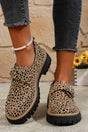 Animal Print Slip-On Loafers with Metallic Buckle Detail and Lug Sole