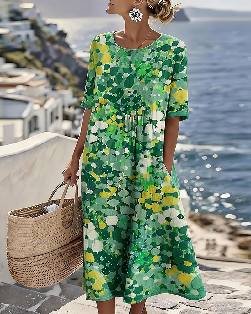 Patterned Relaxed Fit Dress with Soft Fabric for All-Day Wear