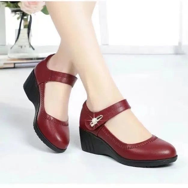 Mid-Heel Shoes with Adjustable Strap and Gel Effect Sole, Arch Support
