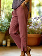 Tapered Ankle Trousers with Button Detail and Side Pockets