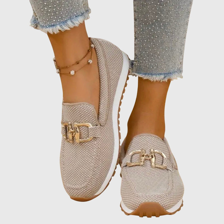 Textured Knit Loafer with Gold-Tone Horsebit and Orthopedic Sole Support