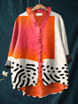 Women's Linen Cotton Blouse with Ruffle Neckline and Relaxed Fit