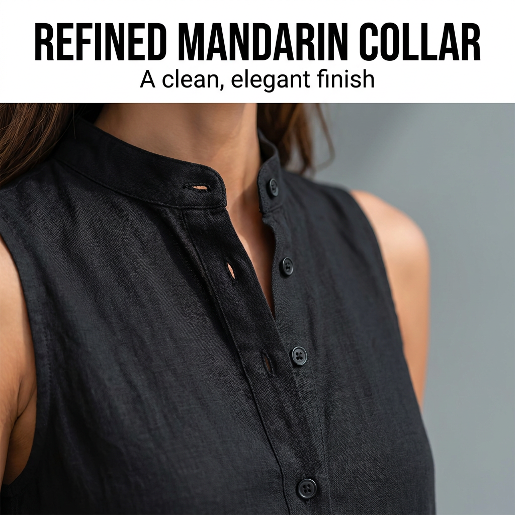 Lucy Elegant Sleeveless Jumpsuit - Refined Mandarin Collar