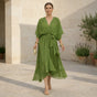 Chiffon V-Neck Dress with Flowing A-Line Silhouette and Lined Interior