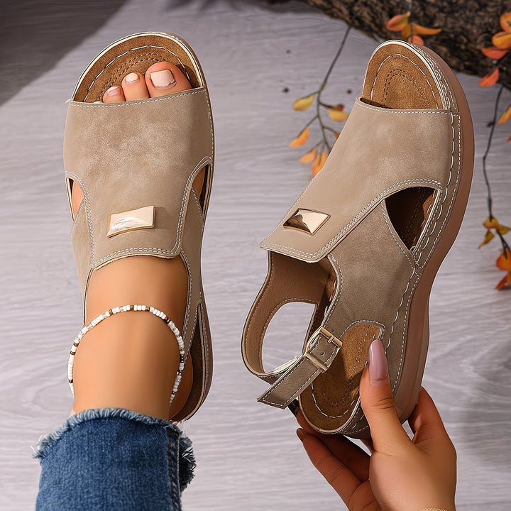 Boho Sandals with Molded Arch Support and Gold Accent