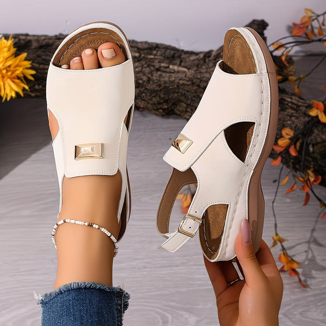Boho Sandals with Molded Arch Support and Gold Accent