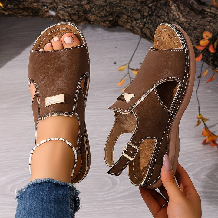 Boho Sandals with Molded Arch Support and Gold Accent