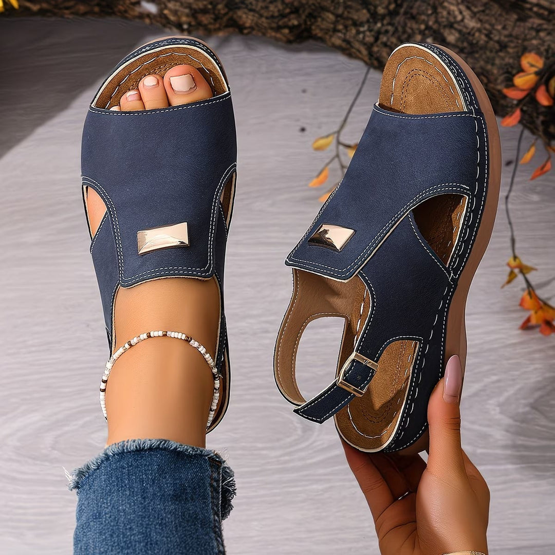 Boho Sandals with Molded Arch Support and Gold Accent