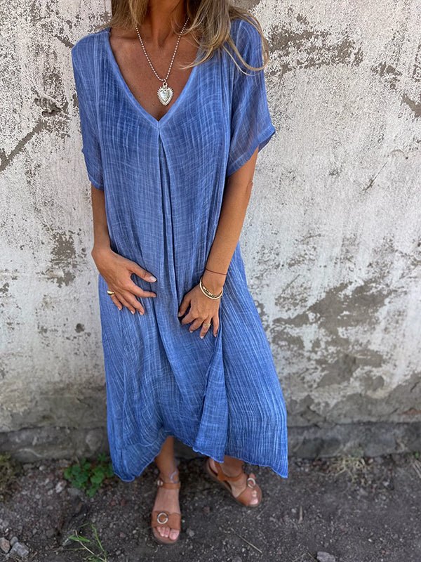 V-Neck Dress with Relaxed Fit for Everyday Wear