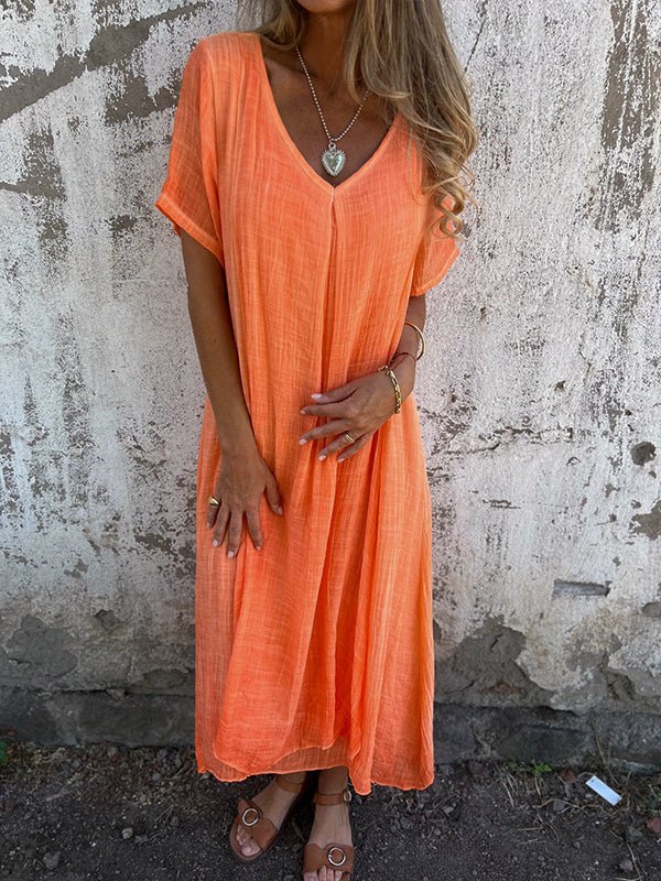 V-Neck Dress with Relaxed Fit for Everyday Wear