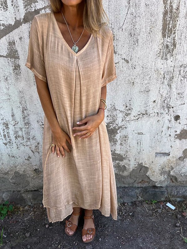 V-Neck Dress with Relaxed Fit for Everyday Wear