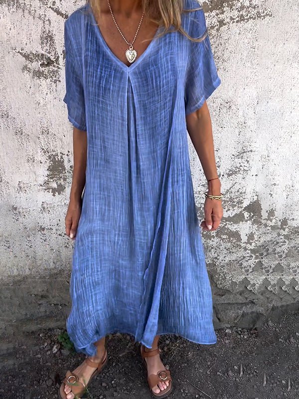 V-Neck Dress with Relaxed Fit for Everyday Wear