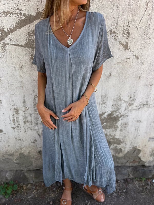 V-Neck Dress with Relaxed Fit for Everyday Wear