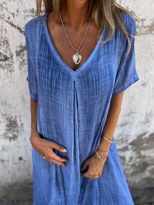 V-Neck Dress with Relaxed Fit for Everyday Wear