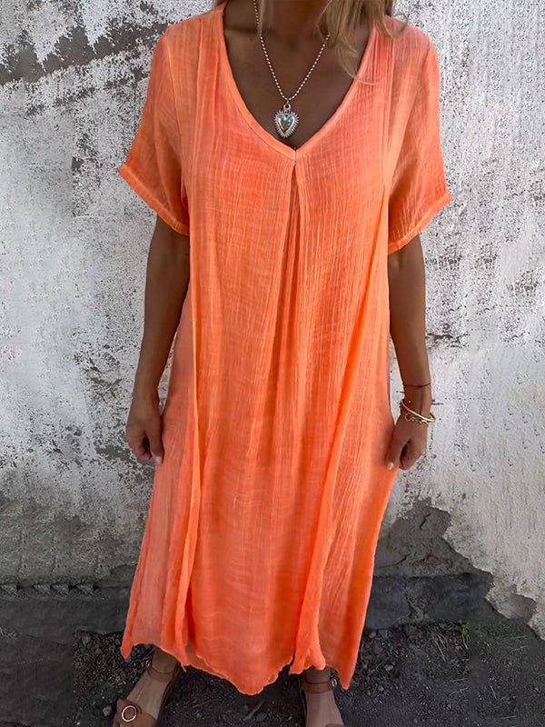 V-Neck Dress with Relaxed Fit for Everyday Wear