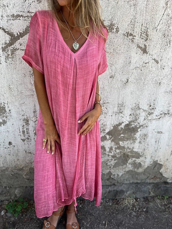 V-Neck Dress with Relaxed Fit for Everyday Wear