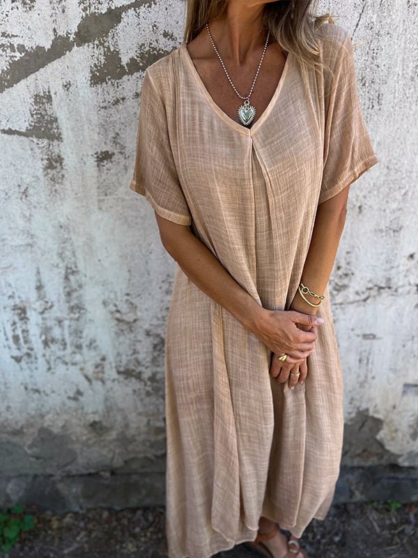 V-Neck Dress with Relaxed Fit for Everyday Wear