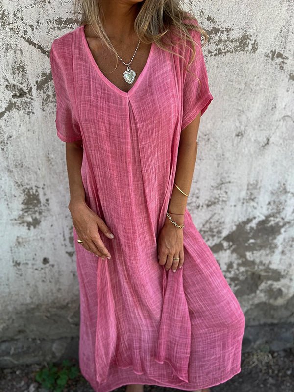 V-Neck Dress with Relaxed Fit for Everyday Wear