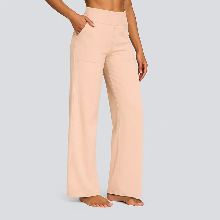 Stretch Pull-On Pants with Wide Waistband and Deep Pockets, Breathable Fabric