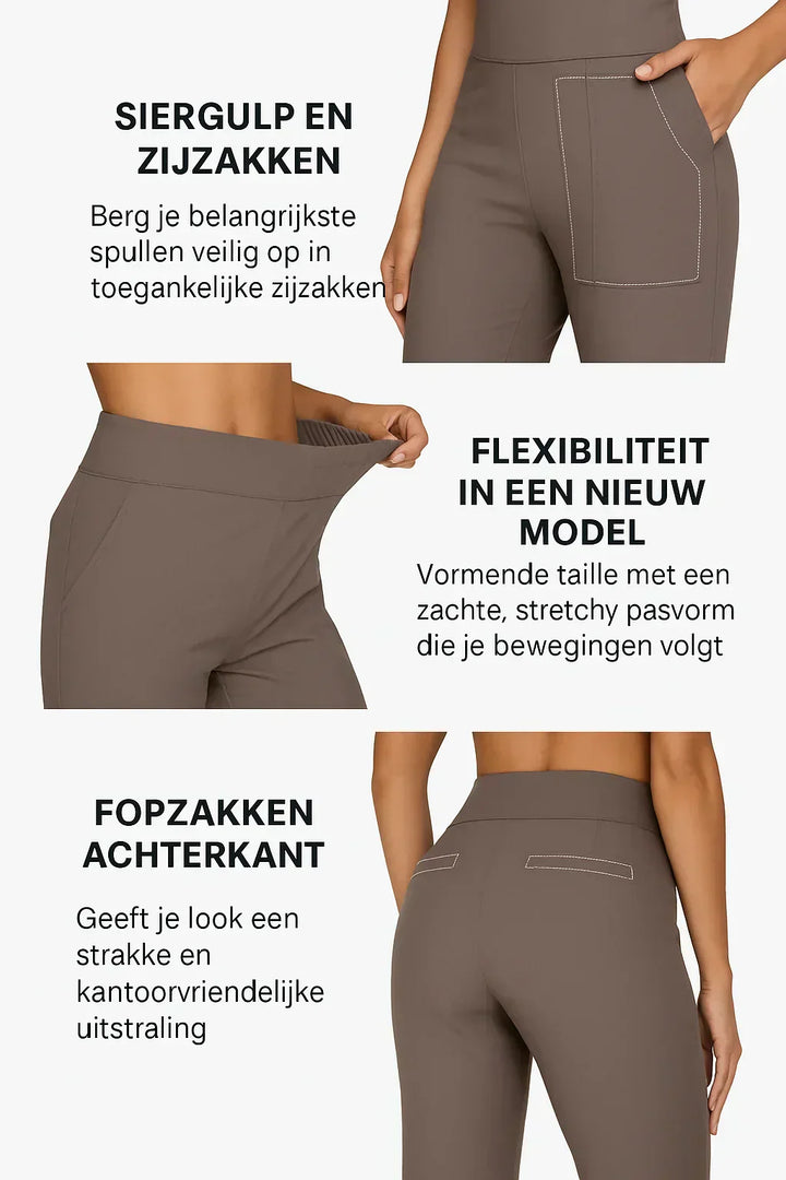 Stretch Pull-On Pants with Wide Waistband and Deep Pockets, Breathable Fabric
