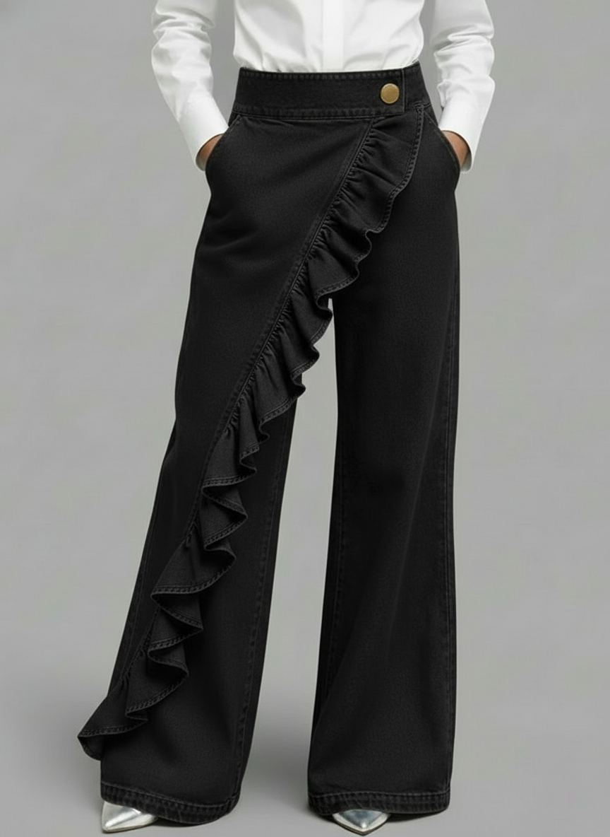 Fitted Cotton Jeans with Zipper Fly and Slight Stretch, No Pockets