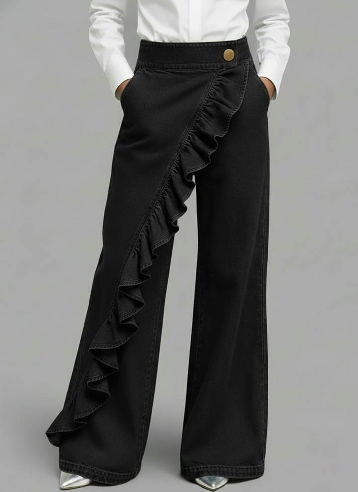Fitted Cotton Jeans with Zipper Fly and Slight Stretch, No Pockets