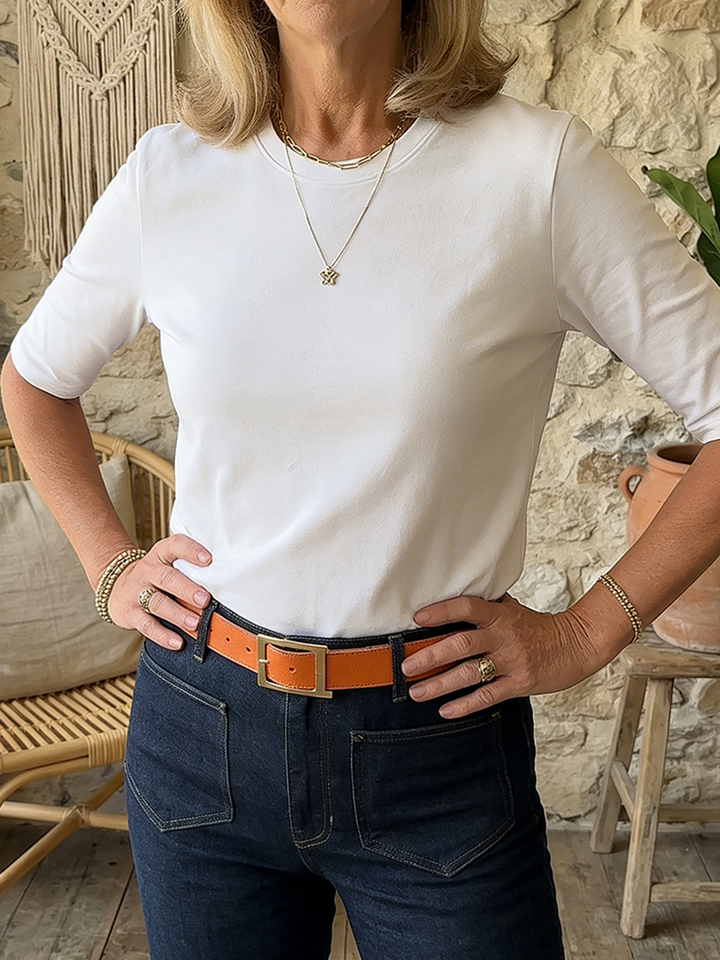 Women's Half-Sleeve T-Shirt with Crew Neck and Regular Fit