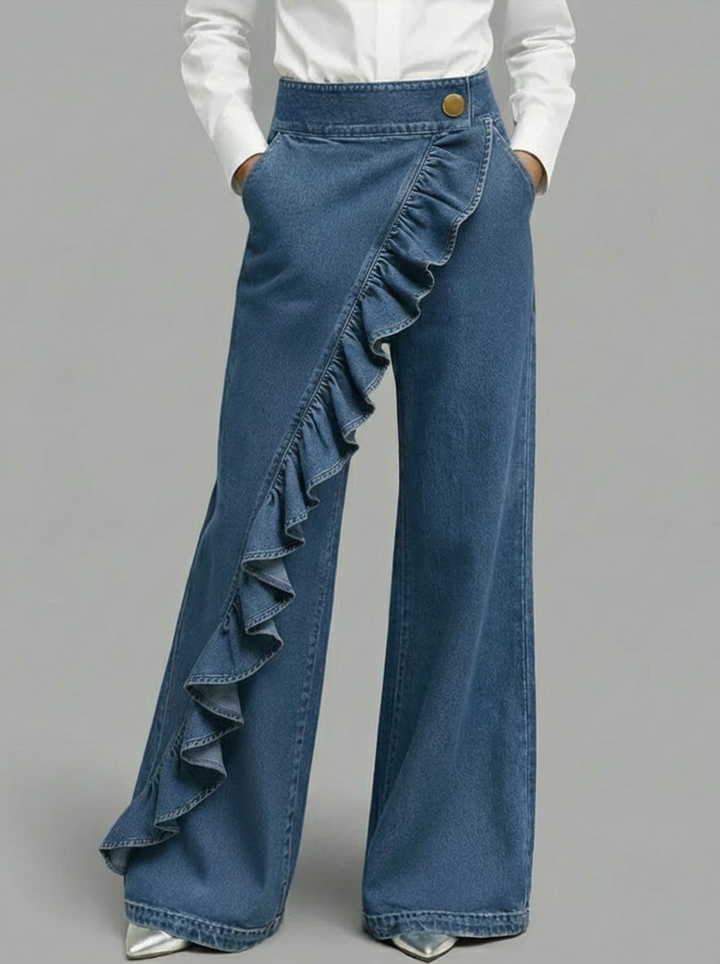 Fitted Cotton Jeans with Zipper Fly and Slight Stretch, No Pockets
