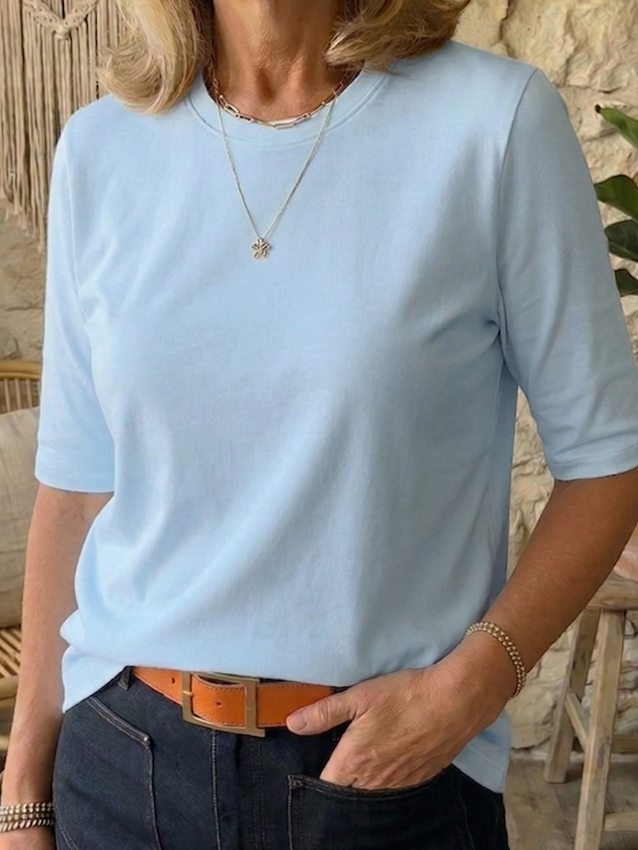 Women's Half-Sleeve T-Shirt with Crew Neck and Regular Fit
