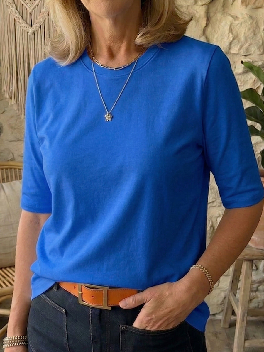 Women's Half-Sleeve T-Shirt with Crew Neck and Regular Fit
