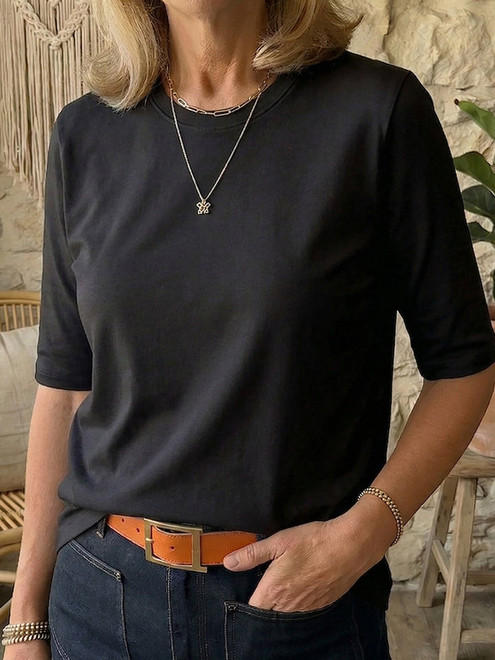 Women's Half-Sleeve T-Shirt with Crew Neck and Regular Fit