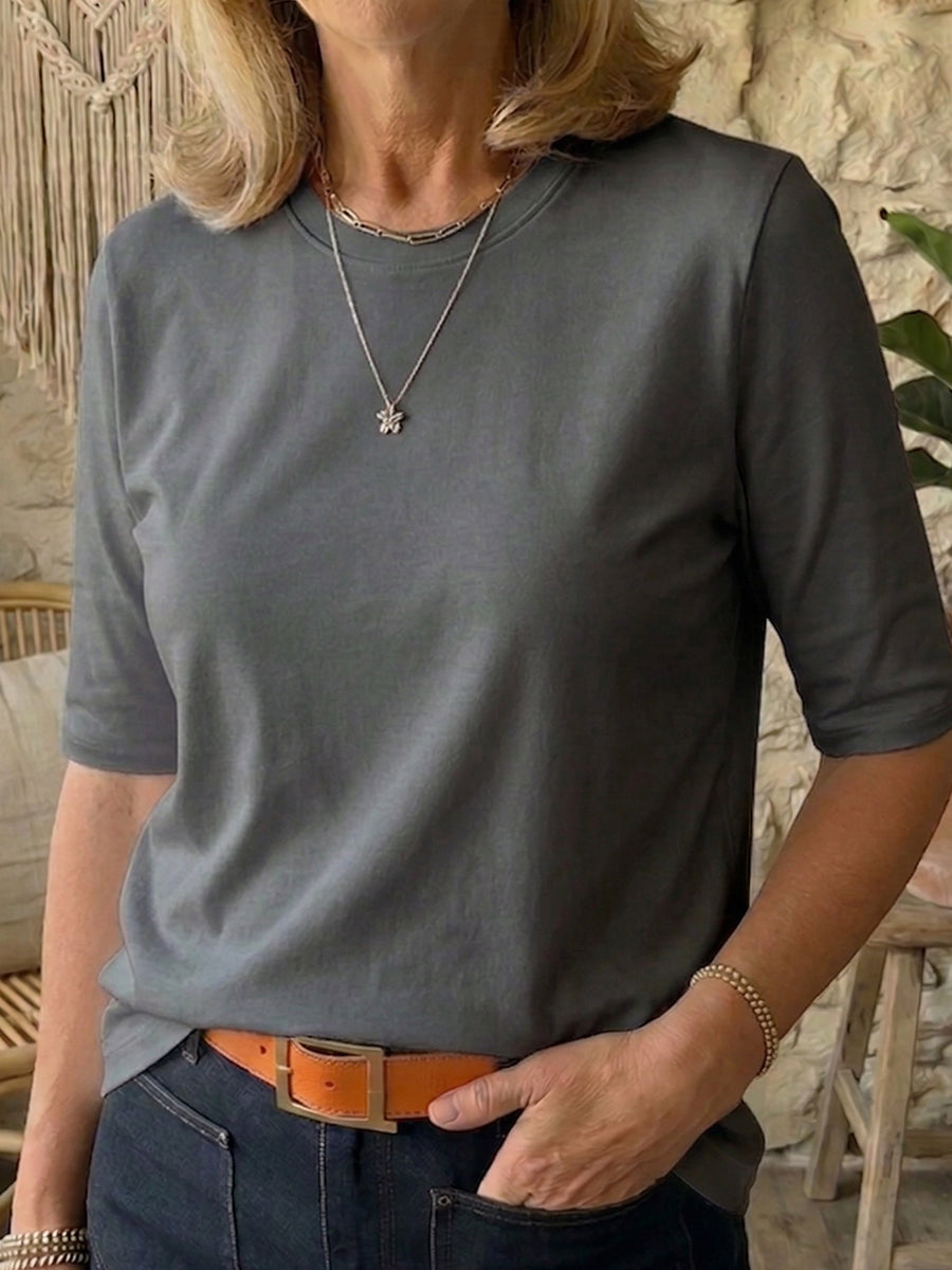 Women's Half-Sleeve T-Shirt with Crew Neck and Regular Fit
