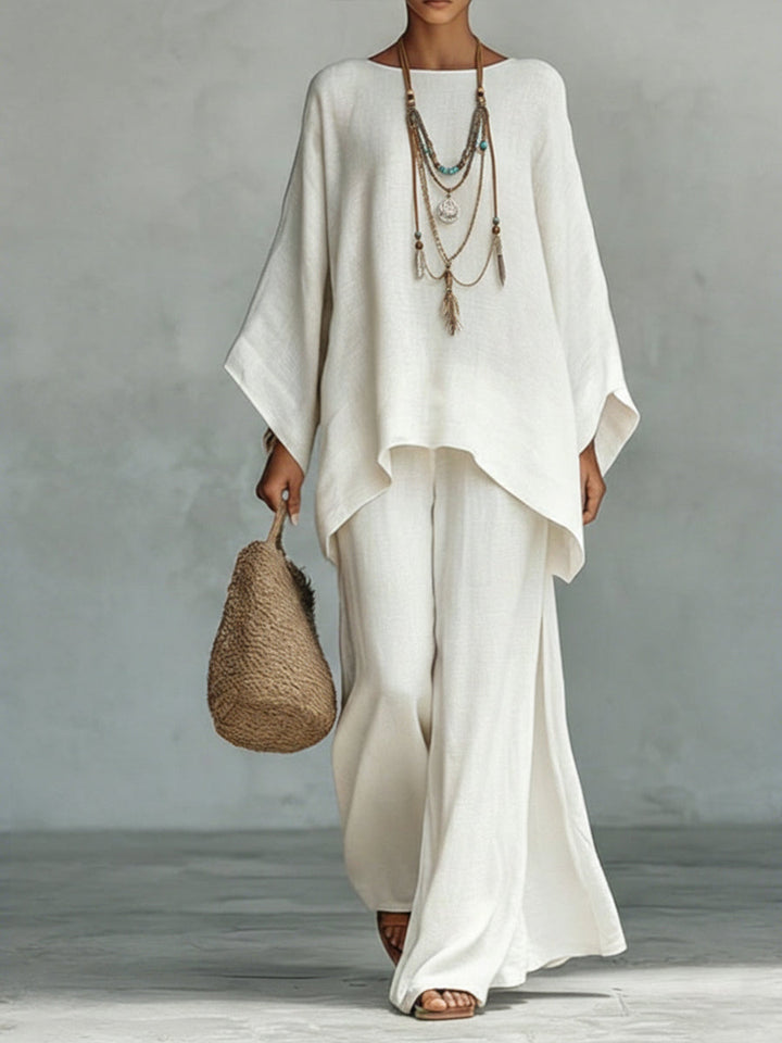Palazzo Pants and Loose Blouse Two-Piece Set