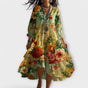 Grace | Plus Size Boho Dress Floral V-Neck 3/4 Sleeve Tiered Midi - Women's Plus Size | Nancy Callen Fashion