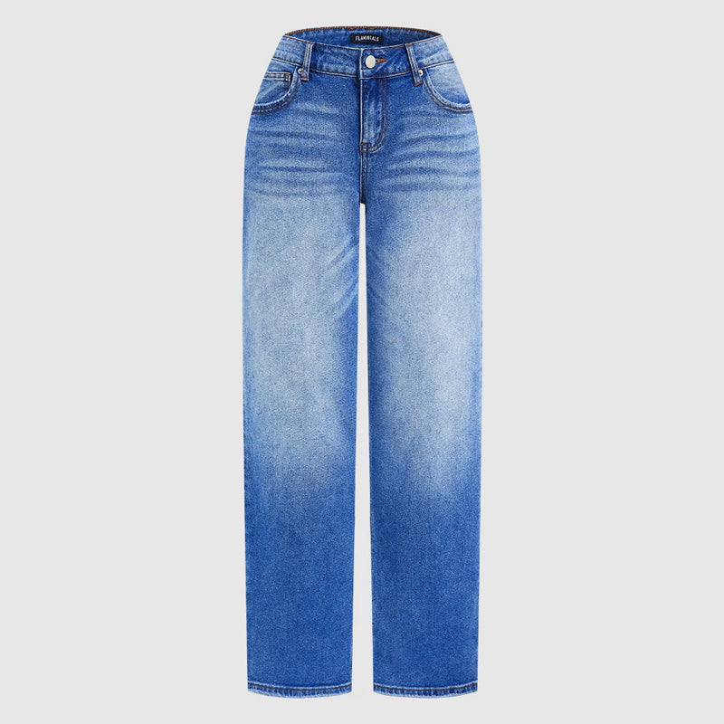 Wide-Leg Jeans with Gradient Wash and Cotton Denim Blend