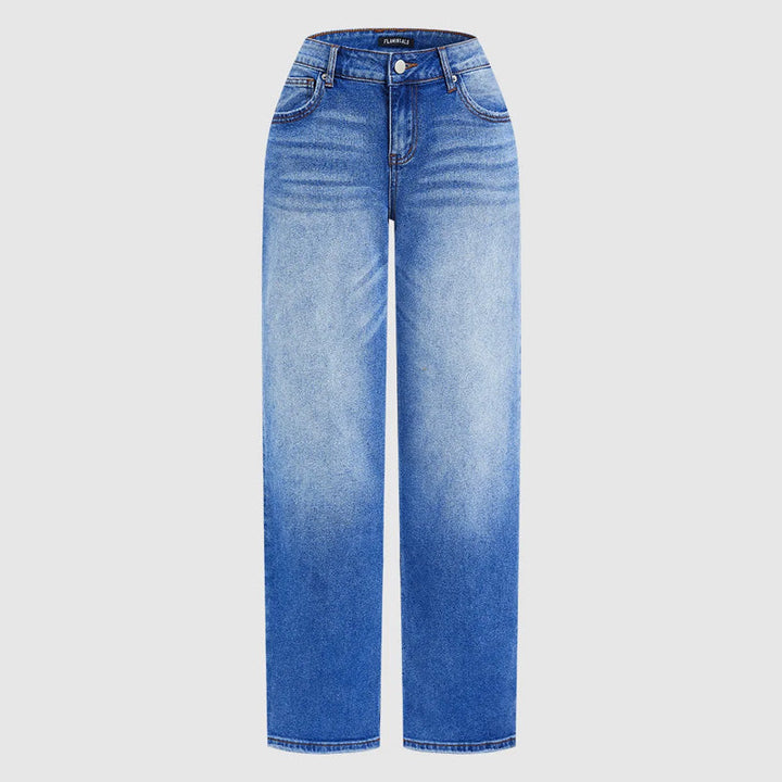 Wide-Leg Jeans with Gradient Wash and Cotton Denim Blend