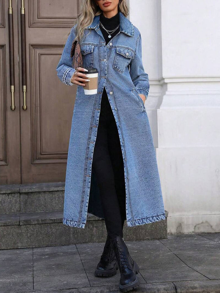 Printed Denim Jacket with Stretch Blend and Relaxed Fit for Layering