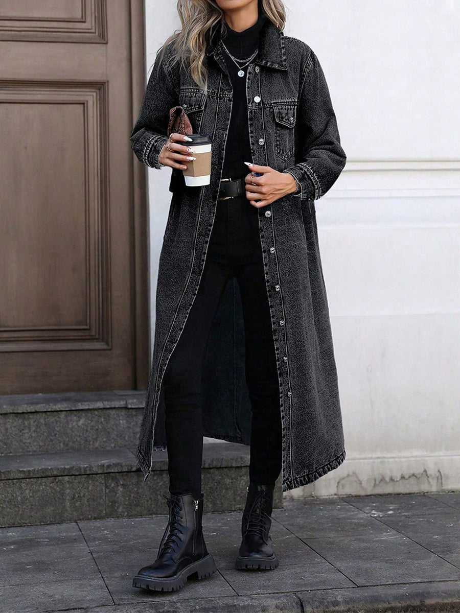 Printed Denim Jacket with Stretch Blend and Relaxed Fit for Layering