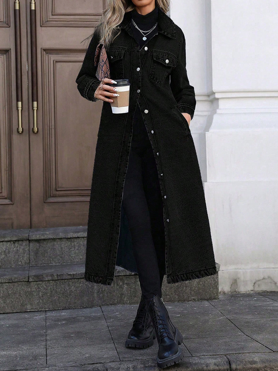 Printed Denim Jacket with Stretch Blend and Relaxed Fit for Layering