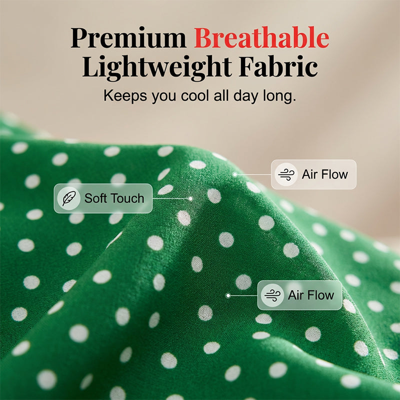 Wide-Leg Trousers with Polka Dot Pattern and Ruffled Hem, High Waist Smocked Elastic