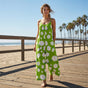 Women's Floral Jumpsuit with Fitted Bodice and Wide-Leg Design, Adjustable Straps
