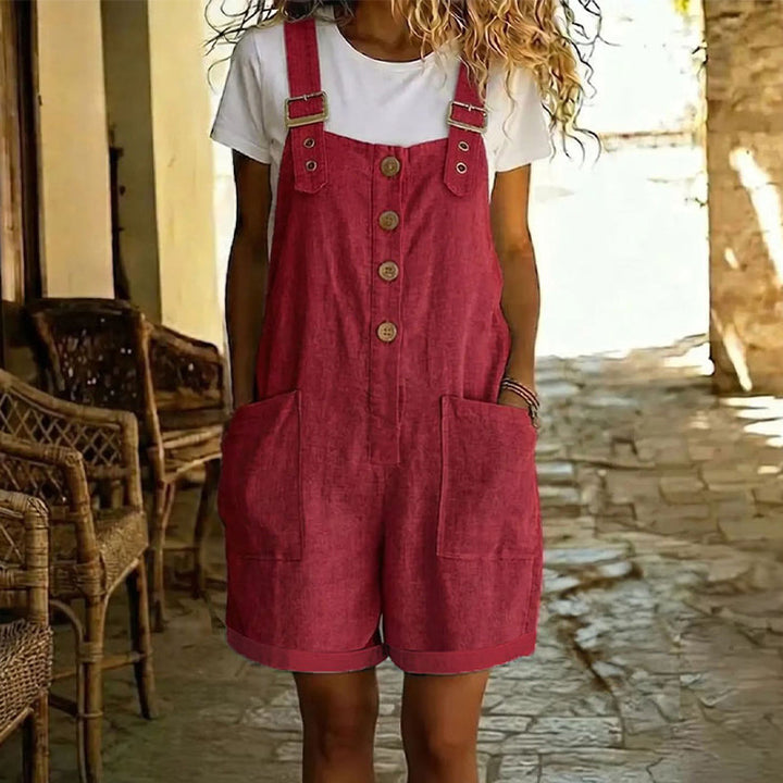 Straight-Leg Overalls with Adjustable Buckle Straps and Button Front, Large Pockets