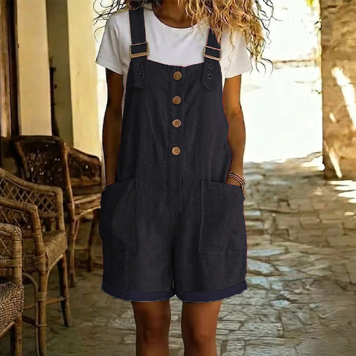 Straight-Leg Overalls with Adjustable Buckle Straps and Button Front, Large Pockets