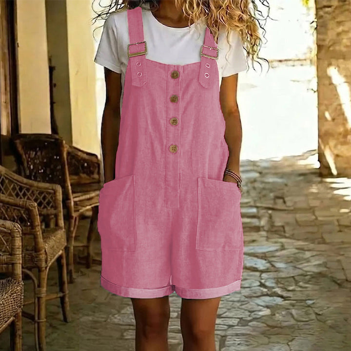 Straight-Leg Overalls with Adjustable Buckle Straps and Button Front, Large Pockets